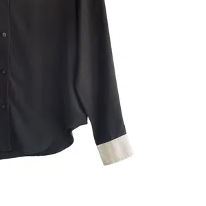 Lauren Ralph Lauren Classic Fit Two-Tone Black and White Silk Shirt size 12P thumbnail 5