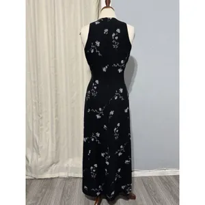 Vintage Jones New York Dress Womens 10 Black Chiffon Floral Maxi Y2K Fairy‎ Goth thumbnail 6