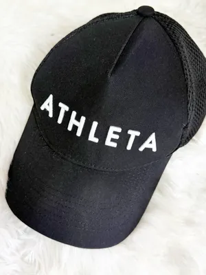 Athleta Icon Trucker Hat Black Mesh Snapback One Size Adjustable thumbnail 5