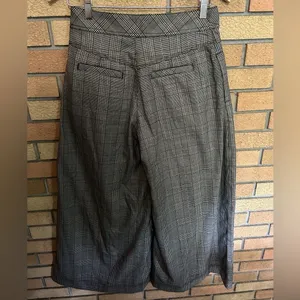 Free People Extreme Tailored Wide-Leg Pants Plaid Gray Women’s Size 2 thumbnail 5