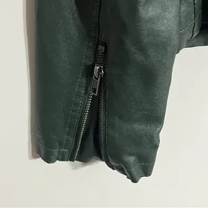 Women's Juniors Harmony & Havoc Faux Leather Jacket Hooded Zipper Size XL Green‎ thumbnail 10