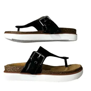 Clarks Elayne Step Patent Leather Sandal Womens Size 6 Black Slip On Comfort NEW thumbnail 4