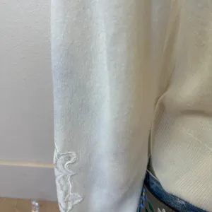 LoveShackFancy White Lace Crewneck Sweater XS Cashmere Romantic Designer $400 thumbnail 12