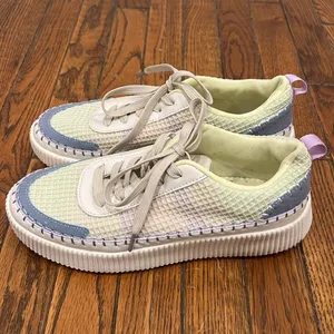 Nicole Miller New York Brita‎ Woven Rainbow Pastel Platform Sneakers Womens 10 thumbnail 5
