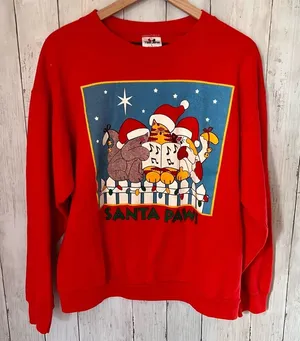 Vintage Santa Paws Ugly Christmas M5 Red Size L thumbnail 1