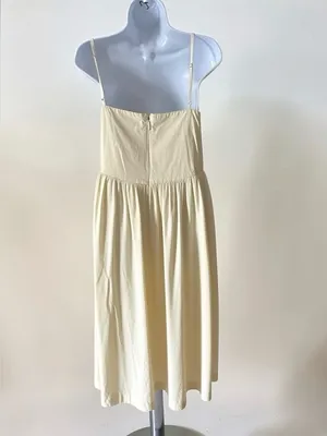 Ronny kobo Sleeveless Square-Neck Midi Dress in Pale Yellow size 14 thumbnail 7