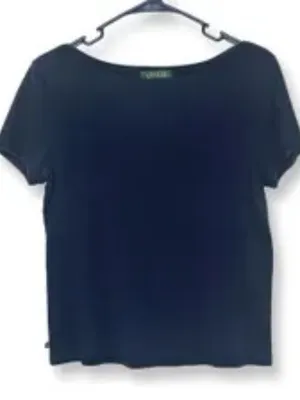 Lauren Ralph Lauren Navy Cotton Scoop Neck T Sz L thumbnail 2