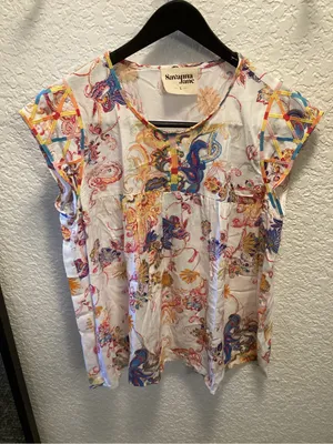 Savanna Jane White Floral Paisley Lattice Cap Sleeve Top thumbnail 1
