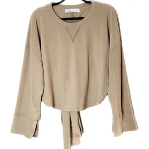 Free People FP Beach Women’s Size XS Tan Nude Tie Front Open Back Shirt Top thumbnail 1