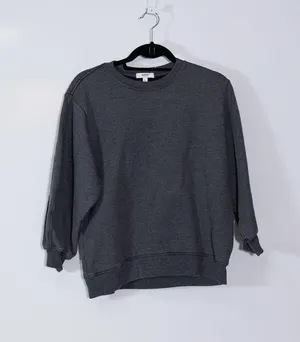 Agolde Thora 3/4 Sleeve Cotton Blend Fleece Lined Crew Neck Pullover Sweater L thumbnail 1