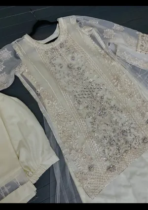 Pakistani Indian Designer 4pc Maxi Dress New thumbnail 3