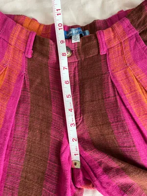 Urban Outfitters• Pink & Orange Low Rise Wide leg Martina Linen Trouser• Sz 0 thumbnail 8