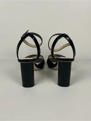 Jessica Simpson Black Patent Strappy Block Heel Sandals 4 inch thumbnail 3