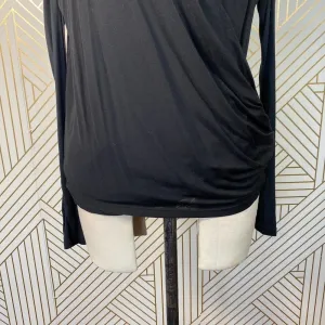 Alice + Olivia Air Top Long‎ Sleeve Blouse Faux Wrap Draped Black Size Small thumbnail 6