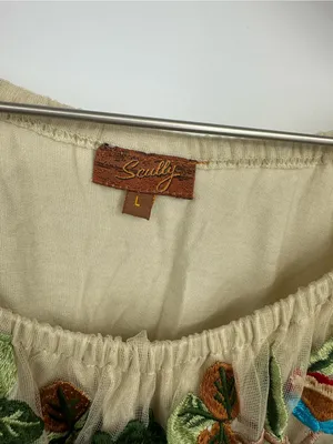 Scully Floral Boho Embroidered Blouse Size Large Whimsical Fairycore thumbnail 6