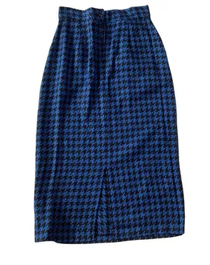 Long Houndstooth Pattern Pencil Skirt Blue Size 10 thumbnail 6