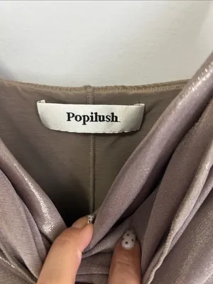 Popilush Metallic Cowl Neck Ruched Midi Dress Bronze thumbnail 6