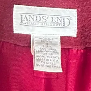 Lands End Vintage Wool‎ Cashmere Blazer Jacket Burgundy Women's Size 8 Petite thumbnail 5