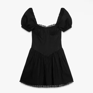 🔥Sale🔥 Nwt Zara Short Poplin Lace Dress Size Xs thumbnail 3