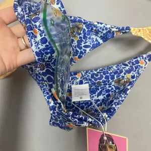 Strawberry Milk Mob Bikini Bottoms NWT Floral‎ Cora Ruffle Blue Yellow Sz Medium thumbnail 9
