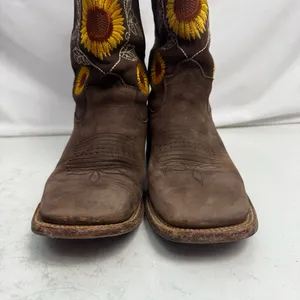 Robert Jr. Brown & Yellow Sunflower Cowgirl Cowboy Boots Size 10 thumbnail 2