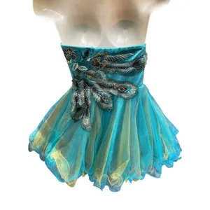 Whimsigoth Peacock Beaded Embroidered Corset Tulle Mini Dress Dave & Johnny Sz 0 thumbnail 10