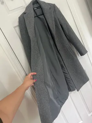 ZARA Gray Longline Coat Tailored Blazer Quiet Luxury Old Money Minimalist XS thumbnail 8