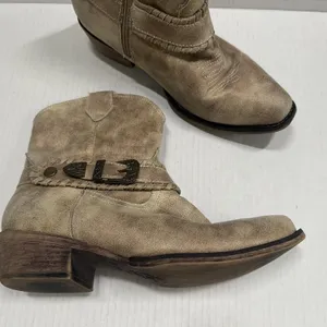 Roper Western Boots Womens 10 Beige Ankle Zip‎ Buckle Pointed Toe Low Heel thumbnail 2