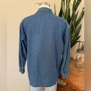 Vintage Denim‎ Shirt 90s Western boho Button Down Floral Detail button medium thumbnail 3