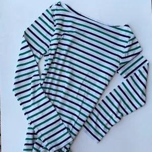 GAP Striped Long Sleeve Top in Blue Green & White thumbnail 1