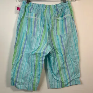 Fresh‎ Produce Nautical Rope Park Ave Cropped Pants Blue Green Stripe Large New thumbnail 2