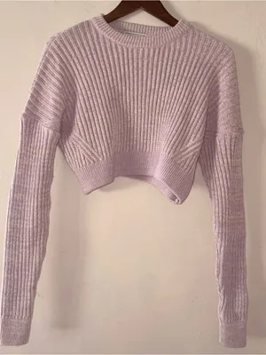Urban Outfitters Ribbed Knit Cropped Sweater Lilac Size Small thumbnail 2