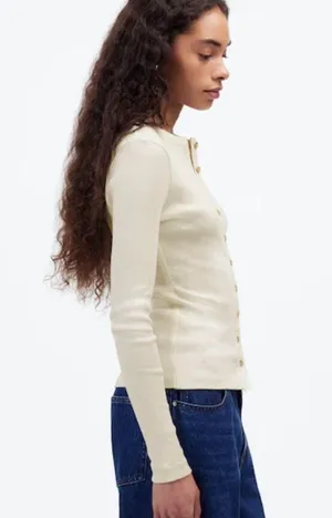 NWT Madewell Vintage Ivory Garment-Dyed Ribbed Cardigan Tee - Size: Extra Small thumbnail 12