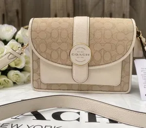 COACH LONNIE Crossbody Khaki Signature Jacquard Chalk Leather C8307 NWT $398 thumbnail 1