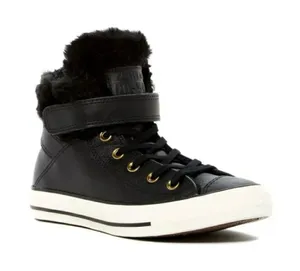 CONVERSE Chuck Taylor All Stars Leather Faux Fur High Top Sneakers Size 8.5 thumbnail 1