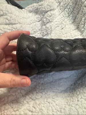 Betsey‎ Johnson Black Quilted Heart Cosmetic Pouch with Wrist Strap thumbnail 6