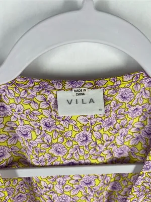 VILA Violetta‎ Wrap Dress — Yellow & Lilac Floral thumbnail 4