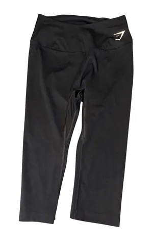 Gymshark Cropped‎ Leggings M Black High Waisted Activewear Yoga Pants thumbnail 1