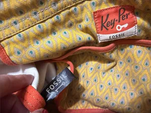 FOSSIL Key-Per Coated Canvas Tote Shoulder Bag Purse City Birds Vacation Cottage thumbnail 9