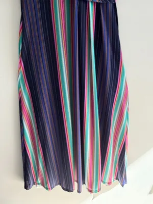 Chaus Women Striped Faux Wrap Midi Dress Large Multi Color Retro Preppy Top thumbnail 4