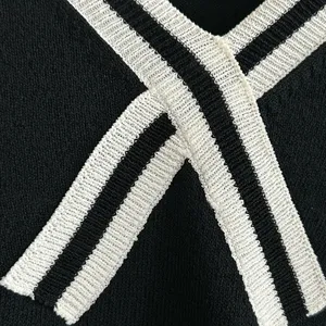 The Limited Colorblock Knit Top Black Cream Size M thumbnail 5