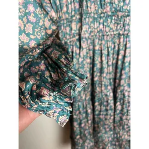 Anthropologie Current Air Tiered Green and Pink Floral Mini Dress Sz. S thumbnail 8