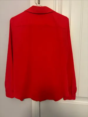 Ann Taylor Salmon Red Button-Down Blouse size Medium practically new . thumbnail 3