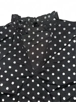 SheIn Maternity Black & White Polka Dot Long-Sleeve Ruffle Blouse thumbnail 3