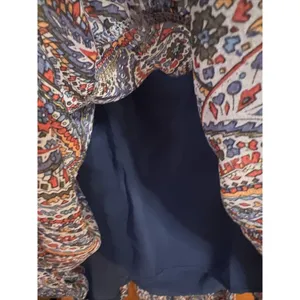 Kojooin Puff Sleeve Tie Back Ruffled Dress Navy Paisley Women’s XL NWT thumbnail 6