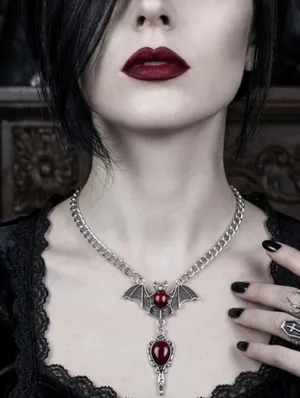 Gothic Party Style Special Bat‎ Red Mirror Pendant Zinc Alloy Necklace thumbnail 9
