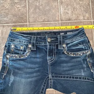 Miss Me Mid-Rise Straight Jeans Sequins 24x33” Bling Rhinestone Western thumbnail 13