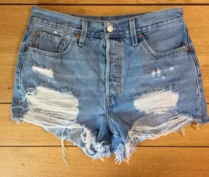 Levi’s 501 distressed Jean shorts button fly 29 medium wash thumbnail 1