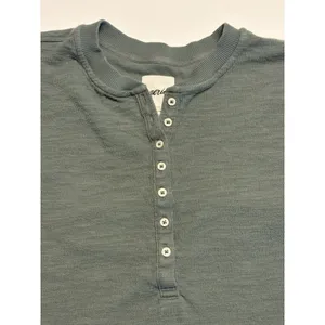 Aerie Womens Small Waffle Knit Henley Crop Top Long Sleeve Sage Green Buttons thumbnail 2
