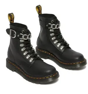 Dr. Martens 1460 Pascal Chain Leather Lace Up Boots Moto Goth Grunge Size 5 thumbnail 1